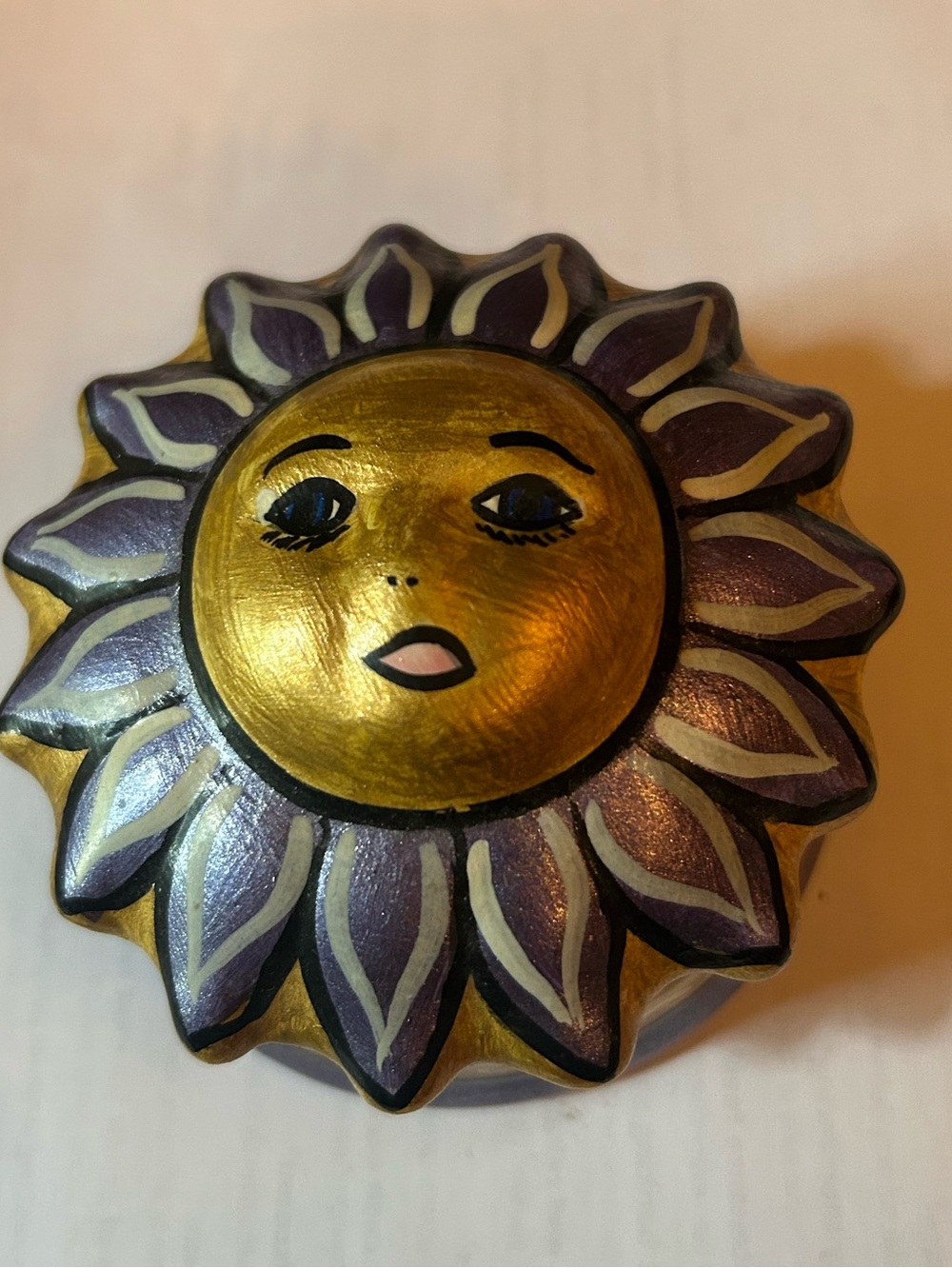 Decorative Sun Box - Purple and Gold Home Accent